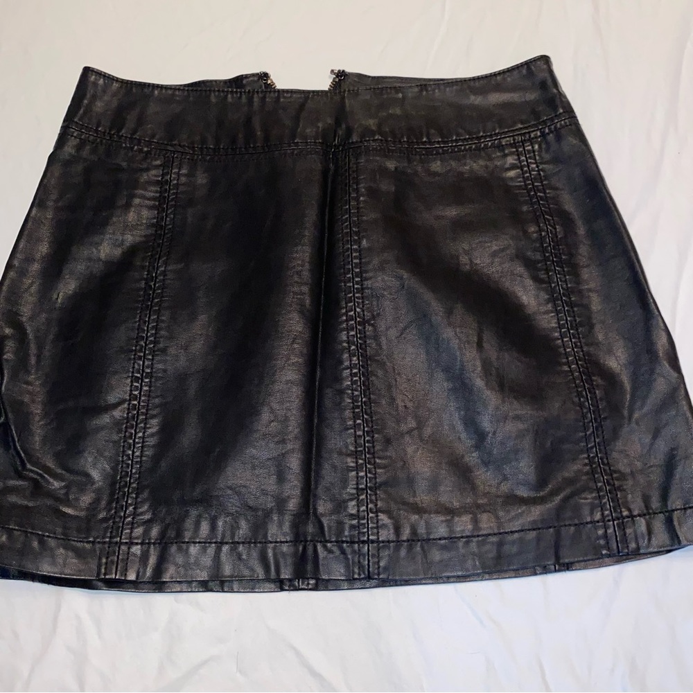 Black leather mini skirt